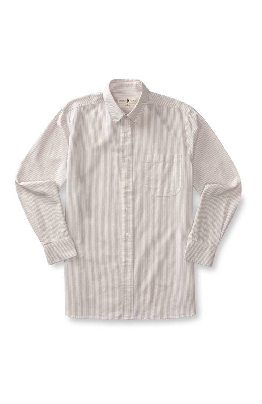 NEW DUCK HEAD men's cotton oxford collins stripe sport shirt in fade periwinkle